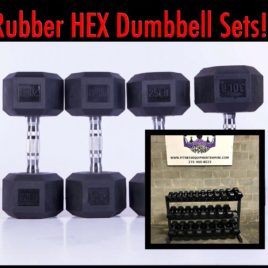 BRAND NEW EMPIRE Rubber Hex Dumbbell Sets & Pairs – Click for Options