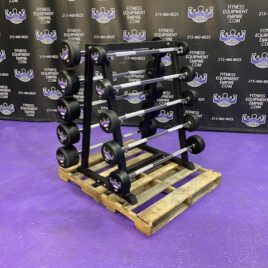 BRAND NEW Empire Rubber Covered Fixed Straight Bar Set 20-110 lbs. in 10’s w/Rack – Last Set Available